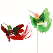 Product Hummingbird Decoration on Stick Turquoise Burgundy 13–15cmx9–10cm 6 pcs