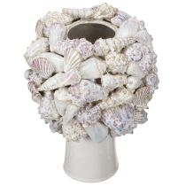 Product Ceramic Head Vase with Shells – Mediterranean Decorative Bust for Plants &amp; Flowers 25cm