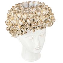 Product Head Vase Ceramic Vase with Roses White Brown Ø19cm H2.5cm