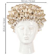Product Head Vase Ceramic Vase with Roses White Brown Ø19cm H2.5cm