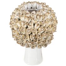 Product Head Vase Ceramic Vase with Roses White Brown Ø19cm H2.5cm