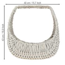 Product Basket with handle, wicker basket, washed grey, H43/34/27cm, set of 3