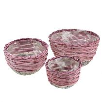 Product Basket round set of 3 Ø14cm - 24cm pink, natural