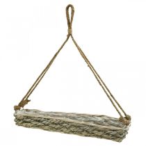Product Basket for hanging, hanging basket, planter braided natural color, washed white L43.5cm