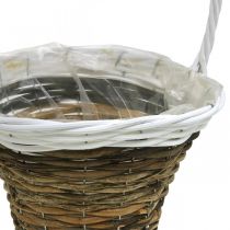 Handle basket, natural basket for planting, flower basket round natural, white H49cm Ø23.5cm