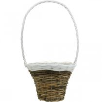 Product Handle basket, natural basket for planting, flower basket round natural, white H49cm Ø23.5cm