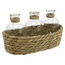 Product Decorative basket with 3 bottles table decoration seagrass natural 22×11.5×14cm