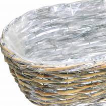 Planting basket, oval, natural, washed white 37/43 / 49cm, set of 3