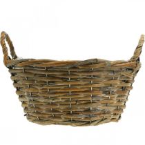 Product Planter basket, shabby chic, natural white, H14cm Ø30cm with handles, vintage decor