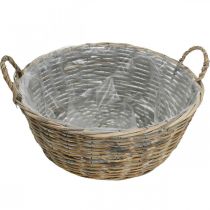 Product Large wicker basket with handles, natural white, XL planter in country style, decorative basket for plants &amp; storage, Ø51cm