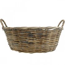 Product Large wicker basket with handles, natural white, XL planter in country style, decorative basket for plants &amp; storage, Ø51cm