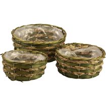 Product Basket plant basket braided green 30×24/26×20/22×15cm set of 3