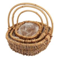 Product Basket plant basket woven basket with handle natural 33/28/22cm set of 3