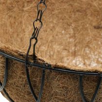 Plant basket for hanging, hanging basket made of metal, coconut fibers natural, black H15cm Ø30.5cm