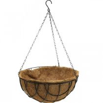 Plant bowl for hanging, hanging basket coconut fibers, metal natural, black H16.5cm Ø35cm