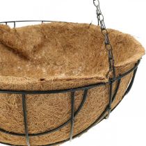 Plant bowl for hanging, hanging basket coconut fibers, metal natural, black H16.5cm Ø35cm