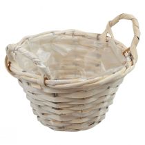 Product Basket with handles Chip basket plant basket whitened Ø25cm H13cm