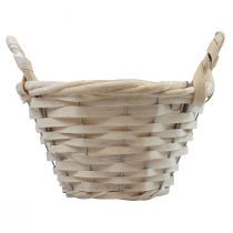 Product Basket with handles Chip basket plant basket whitened Ø25cm H13cm