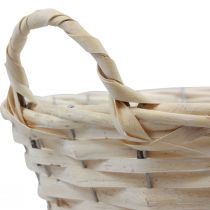 Product Vintage white plant basket, Ø30cm H14cm with handles