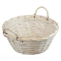 Product Basket with handles Chip basket plant basket whitened Ø35cm H15cm