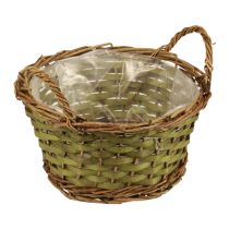 Product Basket round woven plant basket with handles green Ø24cm H17cm