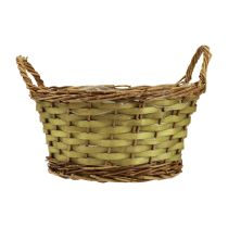 Product Basket round woven plant basket with handles green Ø24cm H17cm