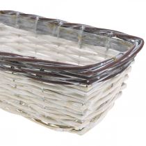 Decorative basket white, brown plant pot two-tone 32×13.5×9.5cm