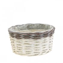 Decorative basket round for planting white, brown plant pot Ø20cm