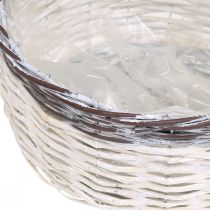 Decorative basket round white, brown braided plant basket Ø29cm