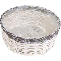 Product Decorative round basket, white and brown, Ø29cm, woven planter, gift, wedding decoration
