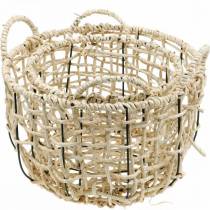 Product Wicker storage basket, handle basket set of 2, natural decor