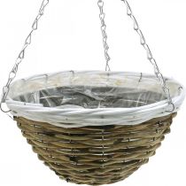 Bowl for hanging, hanging basket, flower basket nature, white Ø30.5cm