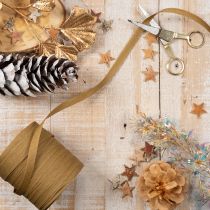 Product Brown gift ribbon, curled ribbon, sustainable craft supplies, 10mm x 100cm