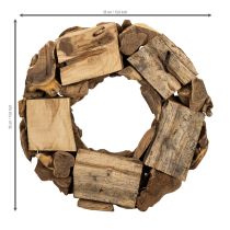 Product Decorative wreath made of natural wood pieces, round, 35cm