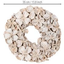 Product Wreath with Lotus Blossom, Natural Decoration, Dried Flowers, 35cm