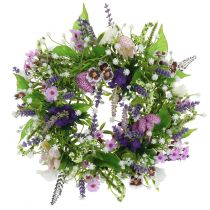 Wreath checkerboard flower / lavender / lilac Ø28cm