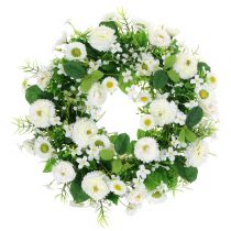 Flower wreath deco white Bellis door wreath silk flowers Ø30cm