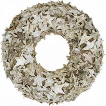 Decorative wreath stars birch bark Christmas wreath birch Ø30cm