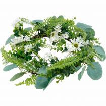 Product Artificial eucalyptus wreath with fern, cape daisies and jasmine, door wreath, decorative wreath, table decoration