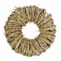 Braided straw wreath Ø35cm rustic decorative wreath nature