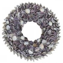 Product Shell wreath, violet chippy natural shells, ring made of shells Ø25cm