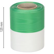 Product Moiré wreath ribbon 125mm x 25m in green and white, taffeta-woven ribbon, national ribbon, decorative ribbon