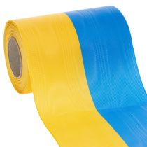 Product Moiré wreath ribbons 150mm in blue and yellow - premium mourning and decorative ribbon, for celebrations, bow ribbon