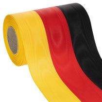 Product Moiré wreath ribbons 150mm black-red-gold with French moiré effect, 25m roll for decoration and funeral services