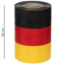 Product Moiré wreath ribbons 150mm black-red-gold with French moiré effect, 25m roll for decoration and funeral services