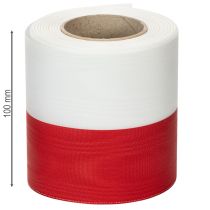 Product Moiré white-red wreath ribbons 100 mm