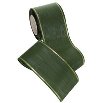 Product Dark green wreath ribbon with gold edge, 75mm wide, 25m long - Ideal for funeral ribbons and floristry