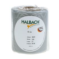 Product Satin wreath ribbon, silver, 100mm wide, 25m long, for funeral wreaths, memorial wreaths & anniversaries, weatherproof & compostable