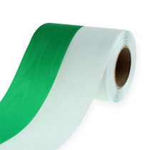 Product Wreath ribbons Moiré green-white 100mm 25m
