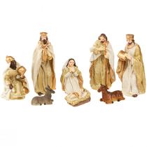 Product Nativity Figures Set 8 Figures Cream Gold Handpainted 6-12.5cm